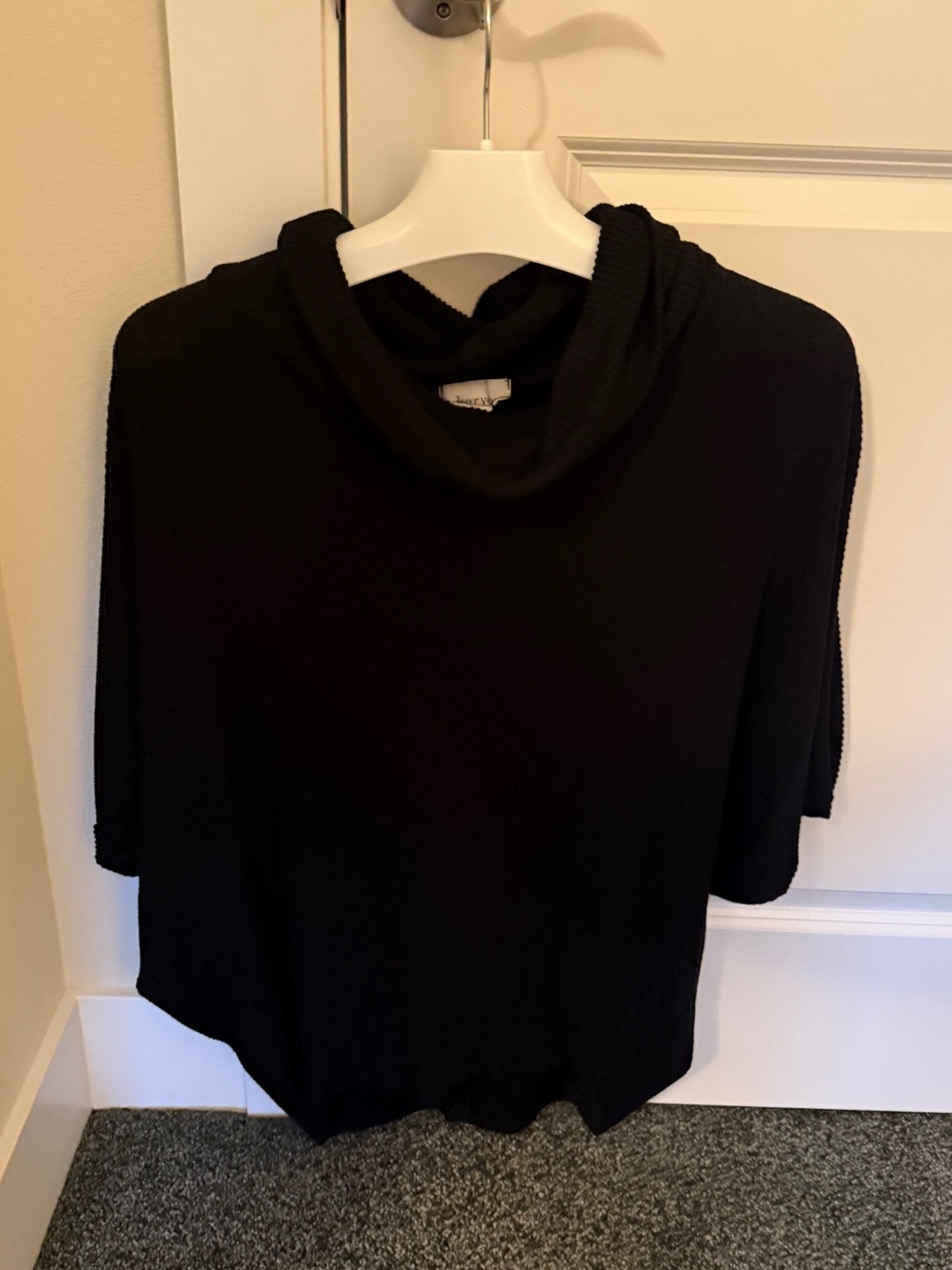 Women's Black Cowl Neck Sweater - Relaxed 3/4 arm length